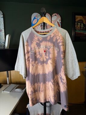United States of America USA Baseball Raglan Custom Bleach Spiral Tiedye Tee